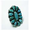 Image 3 : Navajo Old Pawn Sterling Turquoise Cluster Ring