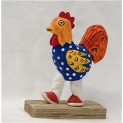 Navajo Carved Wood Rooster Folk Art by H. Benally