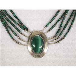 Navajo Sterling Silver Malachite Pendant Necklace