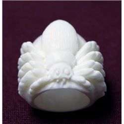 Carved Bone Spider Ring, Size 7