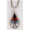 Image 1 : Zuni Sterling Silver Inlay Pendant, Clifton Cheama