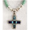 Image 1 : Zuni Sterling Inlay Reversible Cross Necklace