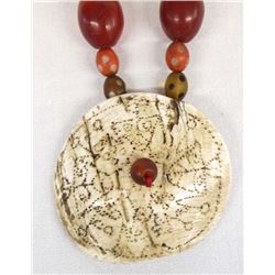 Tribal Beaded Shell Pendant Necklace