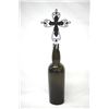 Image 2 : Antique Glass Bottle with Cross Embellished Top