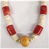 Image 1 : Ostrich Shell, Coral, and Amber Necklace