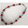 Image 1 : Navajo Style Sterling Turquoise Coral Necklace