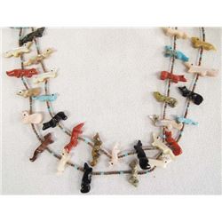 Navajo Old Pawn Heishi and Carved Fetish Necklace