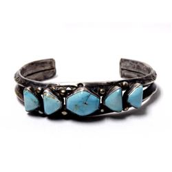 Vintage Navajo Sterling Silver Turquoise Bracelet