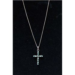 Zuni Sterling Petit Point Turquoise Cross Necklace