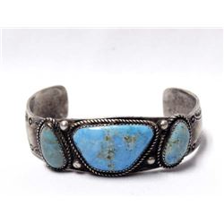 Vintage Navajo Sterling Bisbee Turquoise Bracelet