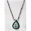 Image 2 : Large Navajo Sterling Turquoise Pendant Necklace