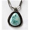 Image 3 : Large Navajo Sterling Turquoise Pendant Necklace