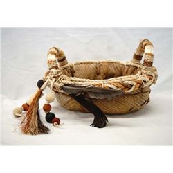 New Birch Bark & Rope Trimmed Basket