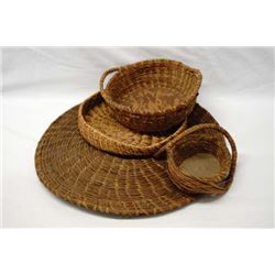 4 Antique Pine Needle Baskets