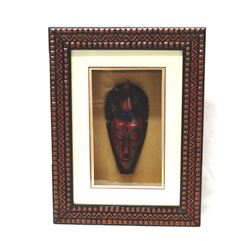 Chinese Wooden Mask in Shadowbox Frame