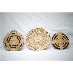 3 Native American Tohono O'odham Basketry Trays
