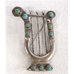 Vintage Taxco Sterling Silver Turquoise Pin