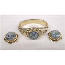 1950 Whiting & Davis Gold Foil Opal Jewelry Set