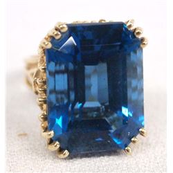 Estate 14Kt Gold & London Blue Topaz Ring, Size 6
