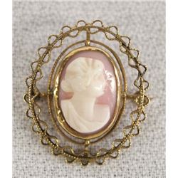 Estate 14Kt Gold Cameo Pin