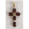 Image 1 : 14K Gold Plate and Garnet Cross Pendant