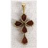 Image 2 : 14K Gold Plate and Garnet Cross Pendant
