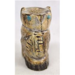 Zuni Hand Carved Antler Owl Fetish