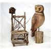 Image 1 : Carved Wooden Owl with Wood Chair