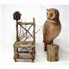 Image 2 : Carved Wooden Owl with Wood Chair