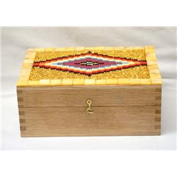 Hand Beaded Wood Box by Kathy Kills Thunder