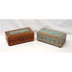Pr Carved Wood Trinket Boxes