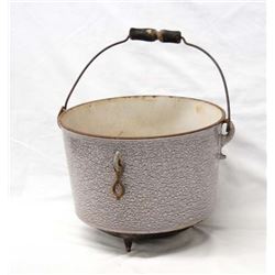 Vintage Cast Iron Gray Enamelware Pot