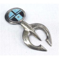 Navajo Sterling Channel Inlay Sandcast Naja Pendant