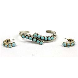 1970  Navajo Sterling Turquoise Coral Ring by Yazzie