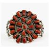 Image 2 : Navajo Sterling  Coral Cluster Bracelet by Running Bear