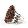 Image 3 : Navajo Sterling  Coral Cluster Bracelet by Running Bear