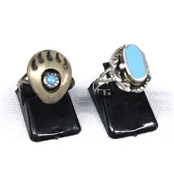 2 Sterling Silver Turquoise Rings
