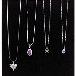 Collection of  Four Sterling Silver Necklaces