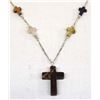 Image 2 : Sterling Silver Multi-Stone Cross Necklace