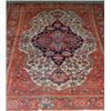 Oriental rug. Kashon blue, red and beige central medalion on a rose colored border. 6' x 4'4" $60...