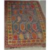 Turkoman Oriental rug. Caucasian with blue field with botehs overall. Note wear. $150-250...