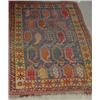 Image 1 : Turkoman Oriental rug. Caucasian with blue field with botehs overall. Note wear. $150-250...