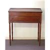Cherry school master's desk. Molded gallery with seven interior compartments above six drawers. T...