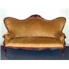 Image 1 : Victorian sofa, Louis XV style. Carved frame with carved roses and florals. Reupholstered. 43 1/2...