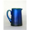 Image 1 : LCT blue favrile pitcher. Slight imperfection on inside rim. 4" $500-600...