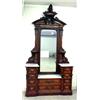 Image 1 : Victorian Renaissance revival marble-topped dresser. High relief carving and raised burl panels t...