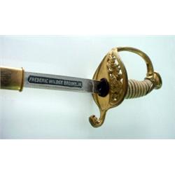 Naval sword. Engraved blade "Frederick Wilder Brooks Jr.". Fine condition. $350-500...