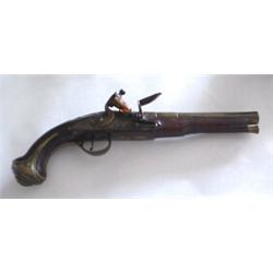 English brass barrel pistol. Marked London 64c. Very good condition. $400-600...