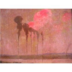 Edward Mack Curtis Hawkins. "Harp of the Winds". Oil on board, 1912. Signed Edward C.M. Hawkins i...