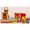 Image 1 : Lithographed Tin Toy Buckets & Popeye Thermos